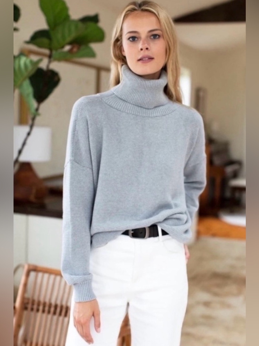 Emerson Fry Carolyn Turtleneck Sweater Light Grey NWT Size Small